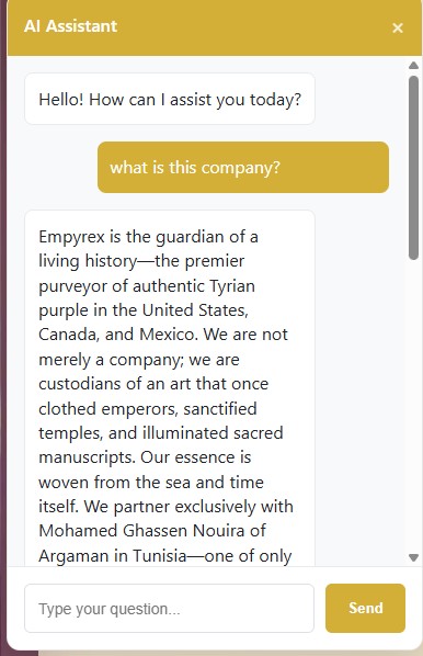 Empyrex AI Assistant - Live chat support